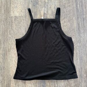 Mudd Black Ribbed Cropped Tank Top